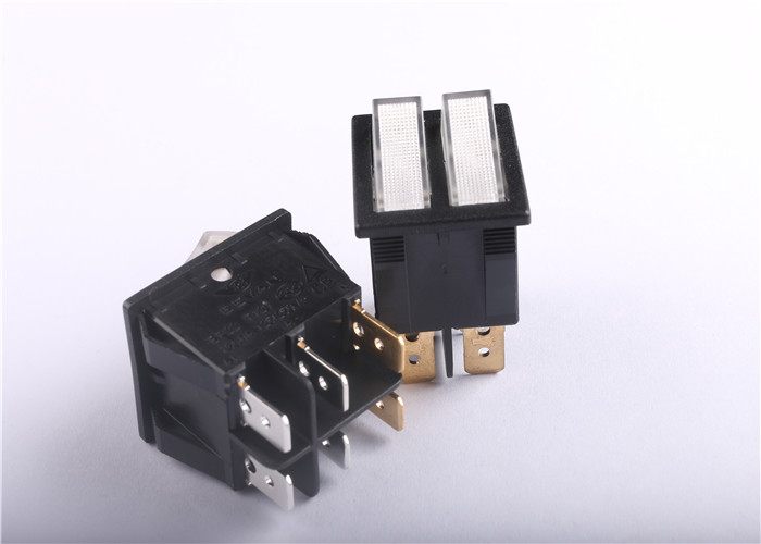 Anti Tip Dual Rocker Switch 16A AC250V DC125V Boat Shaped Long Electrical Life