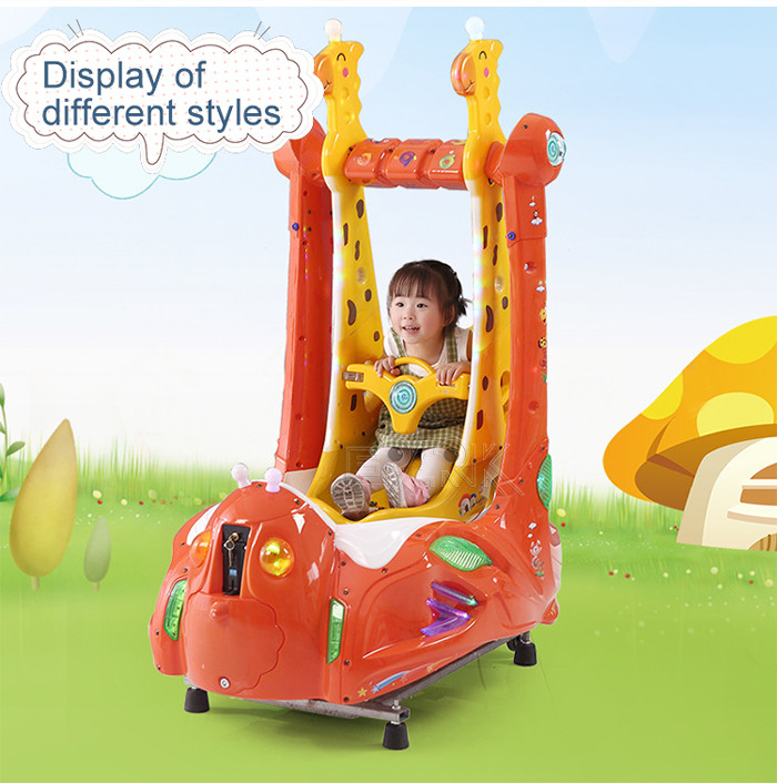 Cartoon Giraffe Coin Operated Kiddie Ride Rocking Chair Automatic Swing Machine
