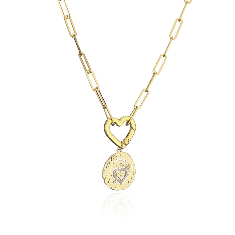 OEM 24k Gold Jewelry Link Chain Paperclip Necklace Pendant For Women Lady Gift Collar