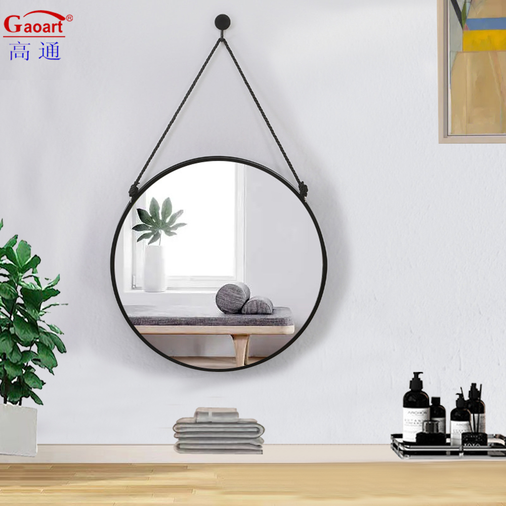 Glass Mirror Bathroom Decorative Lanyard Style Plastic Round Frame for The Listing Bedroom