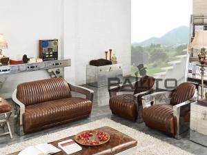 Wholesale vintage America style 1+2+3 leather home sofa set furniture from china suppliers