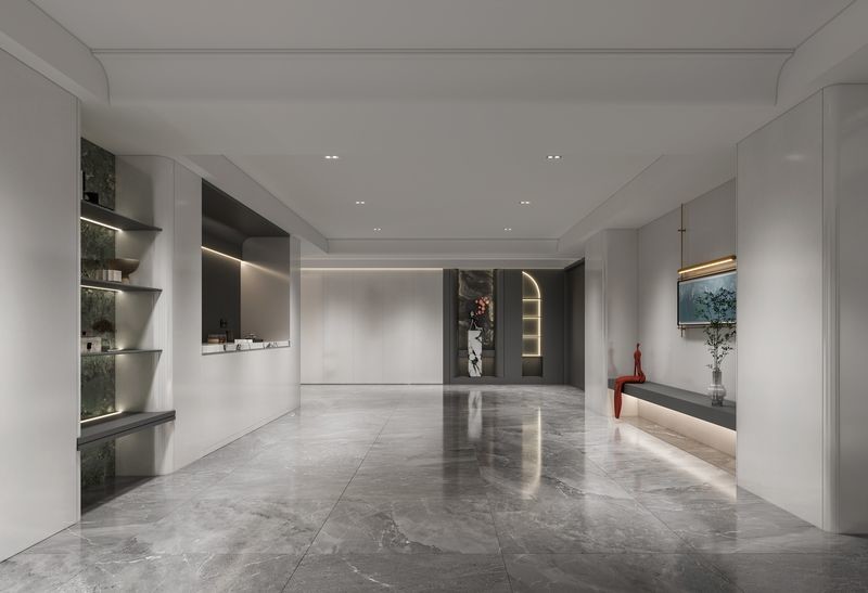 Modern Stainless Steel Custom Basement Storage Solution With Display Wall And Glass Accents