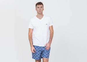 Wholesale Cotton Jersey Men'S V Neck Pajamas / Mens T Shirt And Shorts Pyjamas With Side Pockets from china suppliers