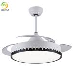 72W 42 Inch Retractable Blades Smart Black Ceiling Fan Light LED Metal Acrylic