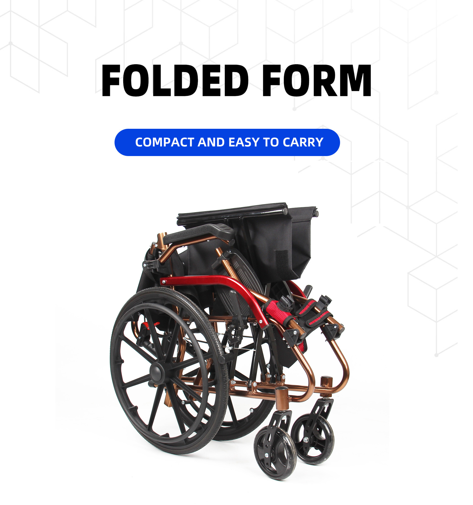 Aluminum High-End Custom Models Lightweight Easy To Carry Foldable Manual Wheelchair With Removable Foam Seat Cushion