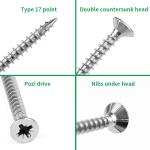 SUS316 Stainless Steel Type 17 Point Pozi Double Csk Head Chipboard Screws With