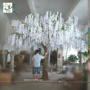 Wholesale UVG WIS003 china home decor wholesale 4 meters tall white artificial wisteria flowers wedding blossom tree from china suppliers