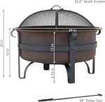 Large Bronze Cauldron Outdoor Charcoal Fire Pit Round Wood Burning Patio