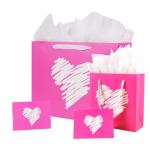 Custom Order Luxury Pink Heart Gift Jewelry Shopping Paper Bag for Valentine's