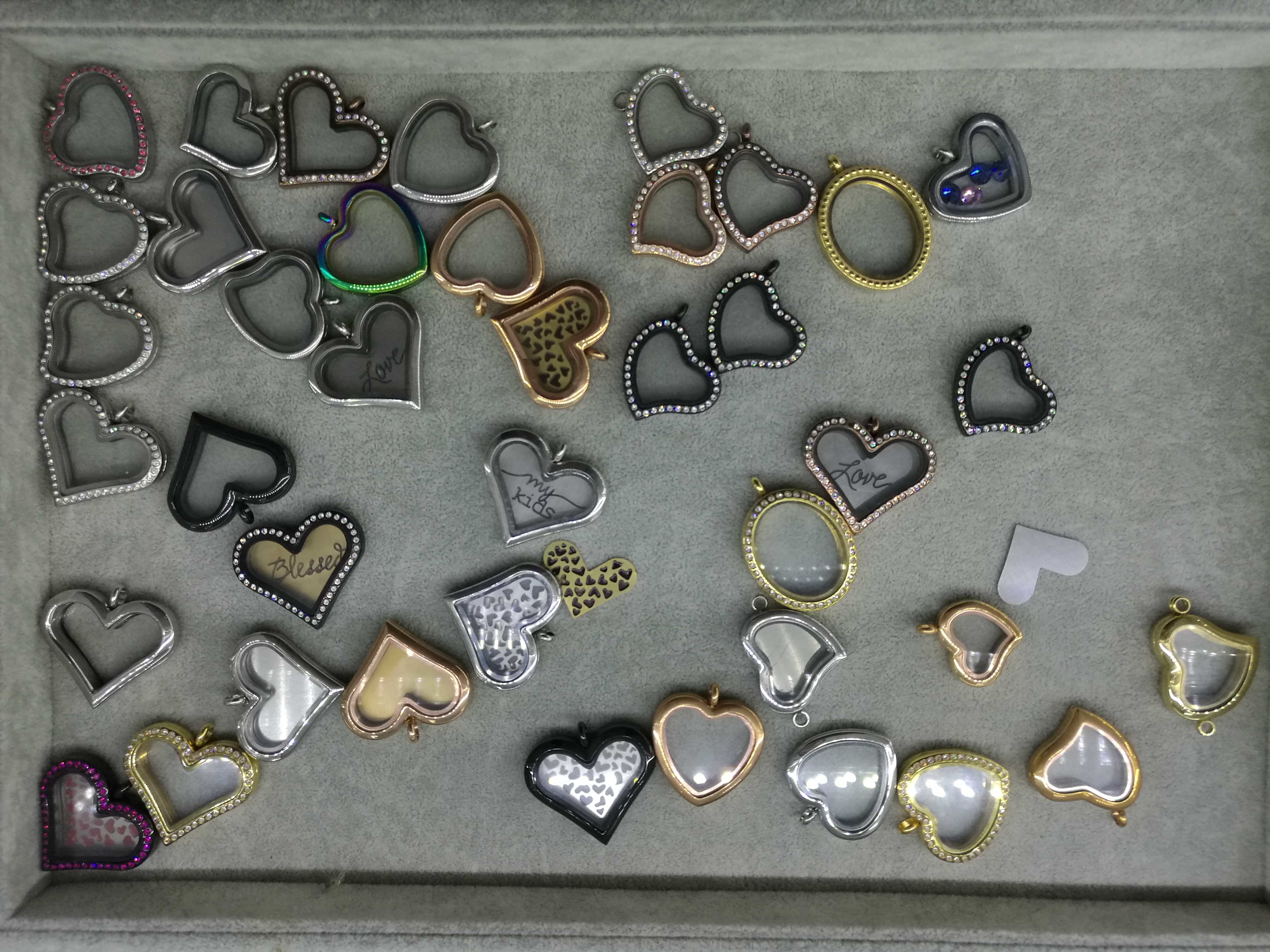 Full Collection of Classic 316L Stainless Steel Magnetic Screw Opening Glass Floating Lockets,Various Sizes and Shapess