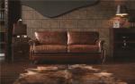 Top Grain 3 Seater Brown Leather Sofa , Three Seater Leather Settee Brass Wheel