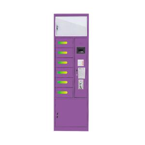 Wholesale Airport 6 Doors Coin-Operated Cell Phone Steel Storage Cabinet USB Cable Charging Vertical 1600mm Height Purple from china suppliers