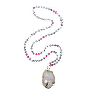 Wholesale Semi Precious Druzy Pendant Glass Beads Handmade Necklace Metallic Color from china suppliers