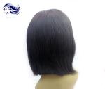 Human Hair Short Front Lace Wigs Black Straight Wigs With Bangs