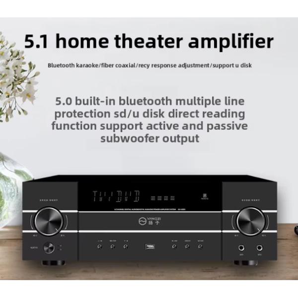 5.1CH 4200W High-Power Pro Audio Amplifier with Anti-Feedback, BT Wireless, for Home Karaoke Stage Performance KTV Meeting
