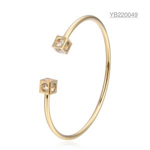 Wholesale High End Mobius Ring Gold Open Bangle Stainless Steel Diamond Bracelet 58X44mm from china suppliers