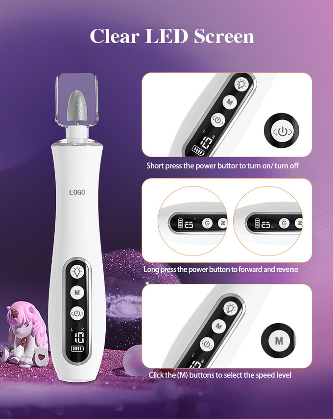 LED Display Electric Nail Polishing Machine Low Noise USB Charging Manicure Pedicure Nail File Set Electric Nail Drill