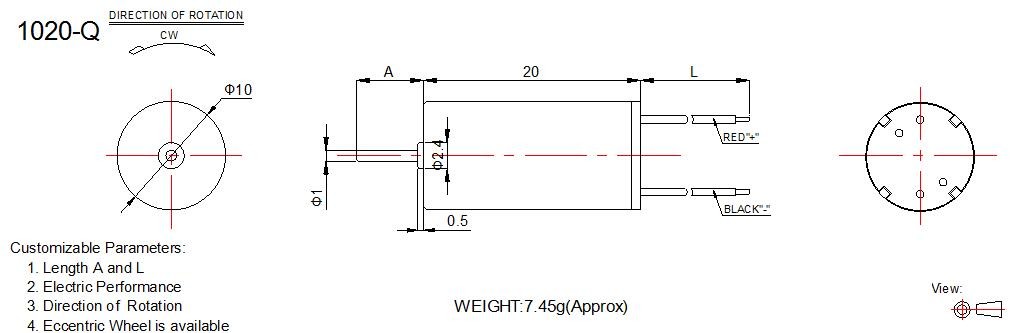 Electronic Products 12 Volt DC Motor High Torque With 10mm Diameter RoHS Approved