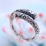 Retro Sterling Silver Ring Vintage Golden Cudgel Adjustable Band Ring(XH054454W)