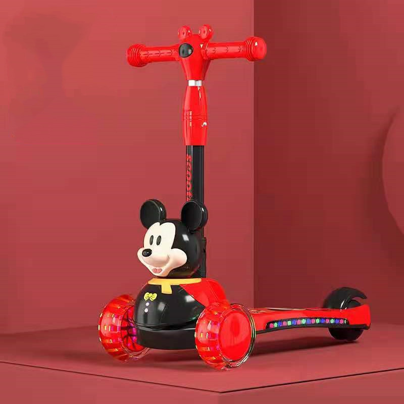 Plastic Children's Ride on Scooter Car with PU Flash Wheel Music and Folding Function