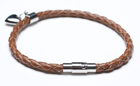 Leather Bracelet, Stainless Steel Clasp, 8 Inches