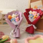 Handmade Puff Stitch Mini Knit Bouquet Cute Yarn Flower Gift for Her Bestie’s
