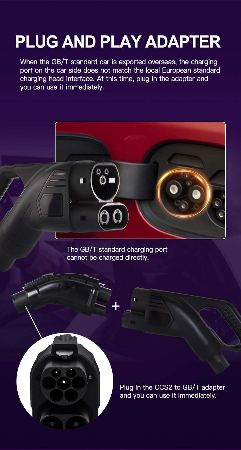 GBT CCS2 to GBT Connector Adapter 50 Amp IP65 Charging Station for Chinese Cars CHAdeMO and CCS1 Compatible