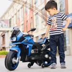 Blue Extra-Wide Seats 6v Motorcycle Bike for 10 Year Old Child Electric Kids