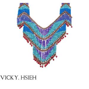 Wholesale VICKY.HSIEH Gold Plated Bohemian Colorful Resin Bead Tassel Ethnic Necklace from china suppliers