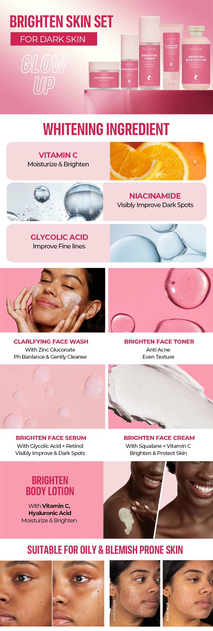 Private Label Korean Skincare Vitamin C Glycolic Acid Face Toner Skin Care Brightening Anti-Aging Facial Toner for Black Women