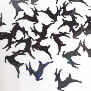 Wholesale PVC Stock Holo Black Deer Glitter Shape Ready to Ship from Texiles from china suppliers