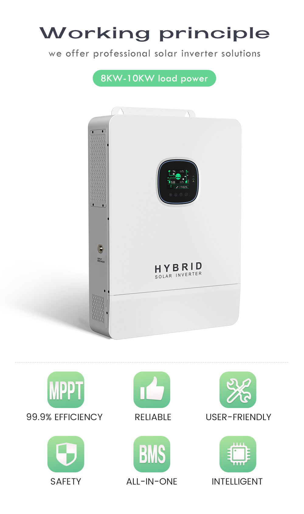 On Grid Off Grid 48V Hybrid MPPT Solar Inverter 120V / 240V 8KW 10KW With Wifi
