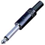 Plastic Body 6.35MM Mono Plug Rca Jack Nickel / Copper Plating Black Color