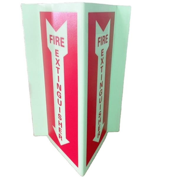 Aluminum Folded Photoluminescent Fire Signs Extinguisher Down Arrow Glow In The