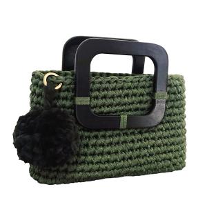 Wholesale Natural Hemp Rope Crochet Hand Bag Woven With Wooden Handle OEM from china suppliers