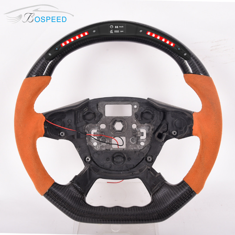 Custom Gloss Carbon Fiber Ford Fiesta Steering Wheel Black Perforated Leather