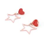 Rose Gold Pentagram Drop Earring for Women, Red Shell Stud Stainless Steel