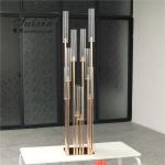 Glass Tube Rose Gold Metal Floor Candelabra Pillar Candlesticks Tall 175cm