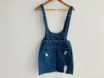 Fashionable Ladies Denim Skirt , Light Wash Denim Suspender Skirt For Women