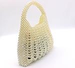 Fashion White Pearl Handbag Hand Woven For Women 23cm Height 22cm Length
