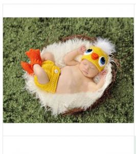China cartoon yellow duck baby hat cap Photography Prop Crochet Hats beanie set animal on sale