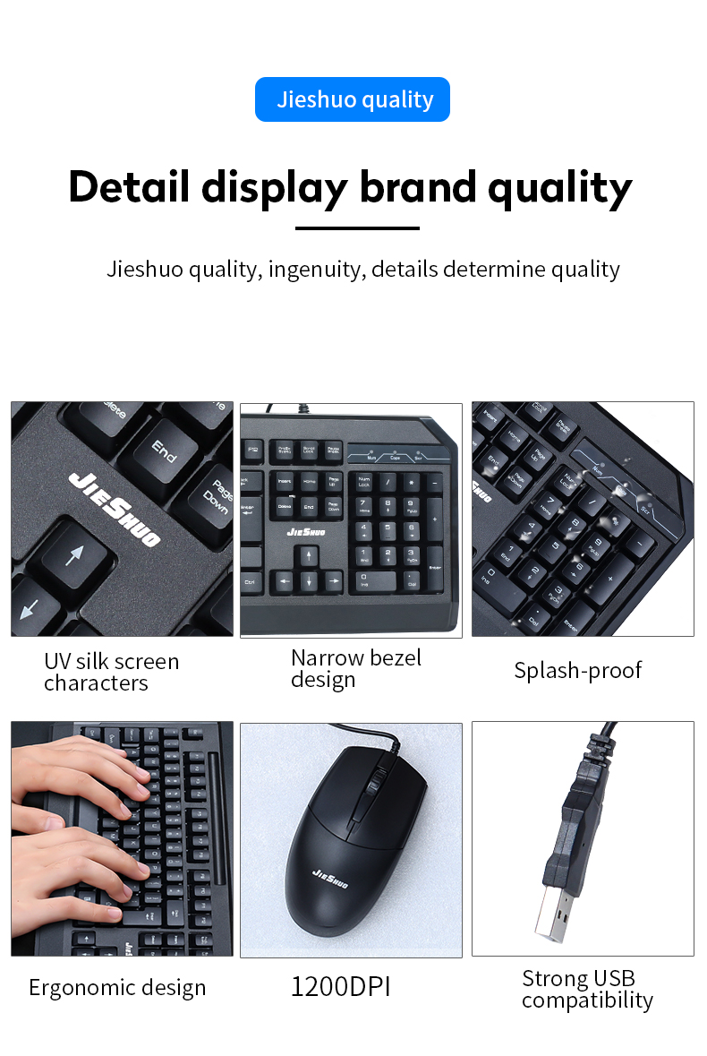 Wired Computer Desktop Accessories Waterproof 1.5m Gaming Keyboard And Mouse Combo