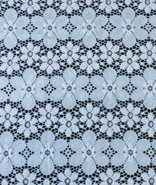 Nylon Spandex Elastic Blue Floral Lace Fabric Trim For Lady Garment