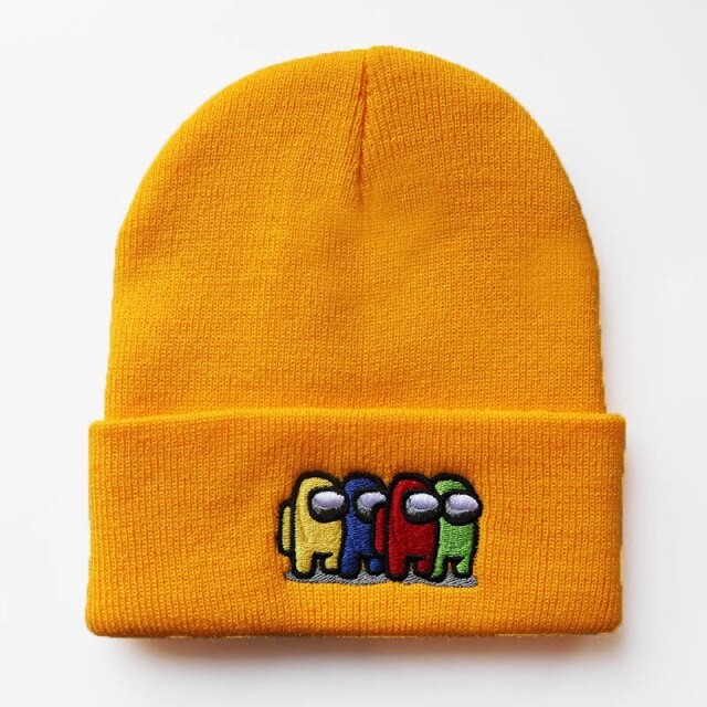 Character 60cm Fluorescent Knit Beanie Hats Custom Pattern
