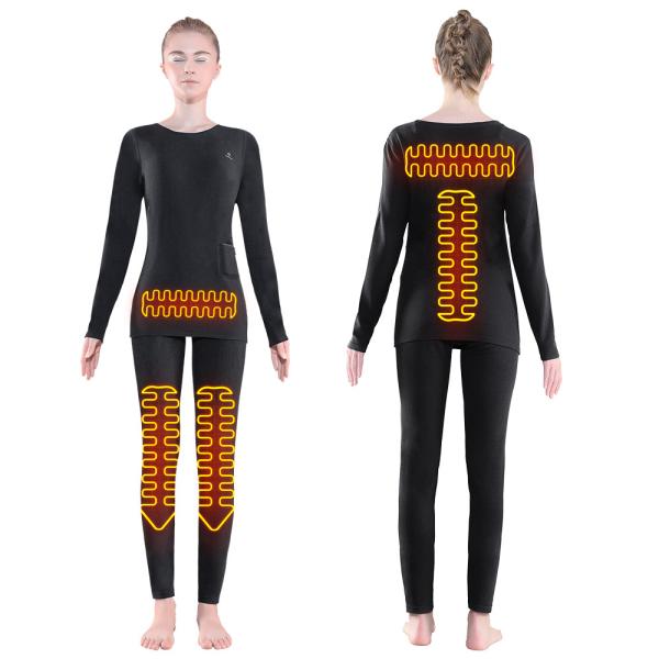 Women Premium Winter Long Warm Electric Tops Pants Suit Set Clothing Heating