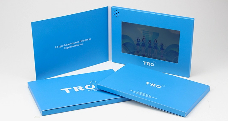 LCD video presentation card with custom print and videos for video marketing