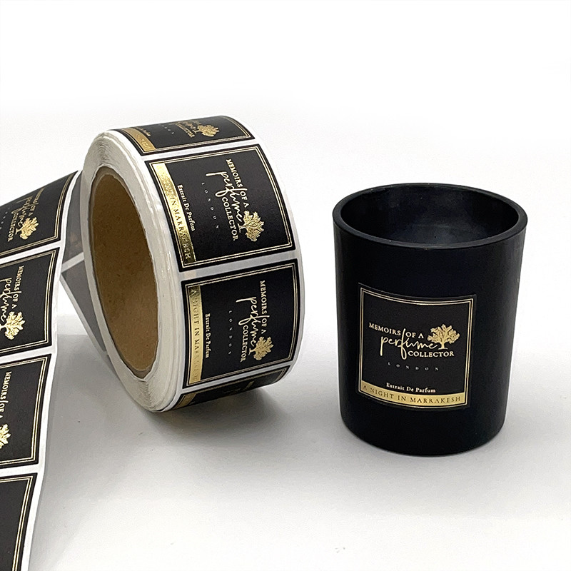 65mm Black Plastic Sticker Label Custom Packaging For Candle Fragrance