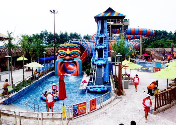 Summer Outdoor Aqua Playground Games Fiberglass Slide Family water house For