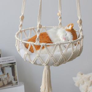 Wholesale Amazon Cross-Border Hot Selling Hand Woven Cotton Cord Cat Swing Hammock Hanging Chair Pet Cat Nest Net Red Cat Basket from china suppliers