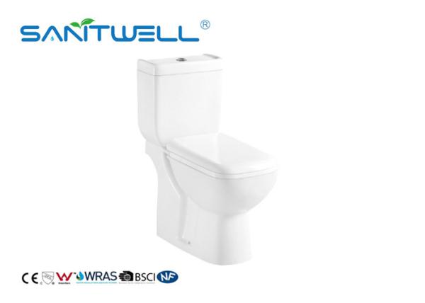 White Color Close Coupled Water Efficient Toilets Ceramic Material 650 * 375 *